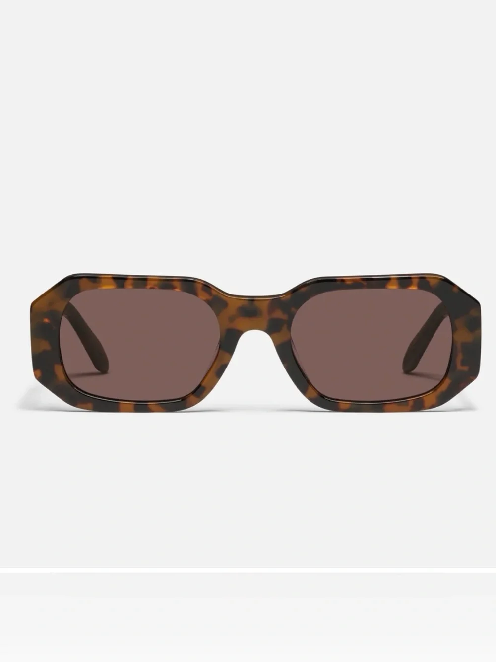Quay Australia Hyped Up Tortoiseshell Rectangular Sunglasses - Brown Lenses